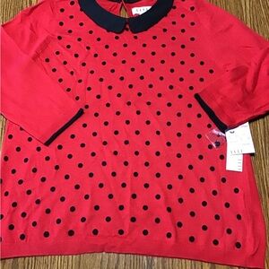 Women’s NWT size XL Elle Red and Black Buttoned sweater